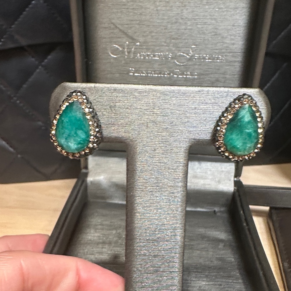 Indian Emerald Pear Studs